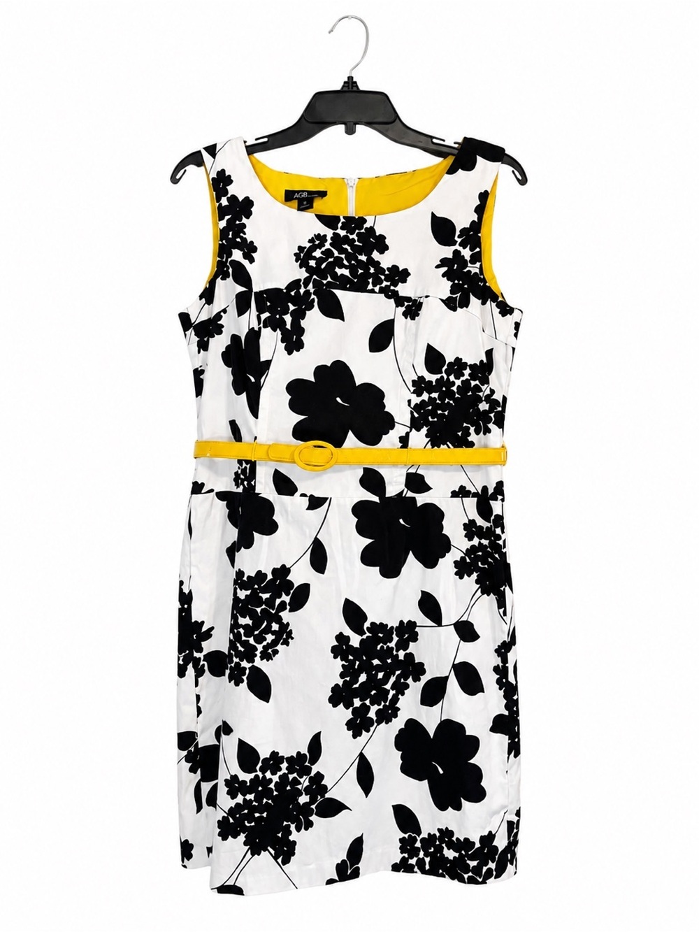 AGB Floral Sleeveless Dress – Women’s Black, White & Yellow Summer Dress